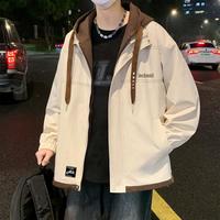 阿恩蓝拓 ALT FINE ISM 假两件外套男士春秋季港风潮牌痞帅印花上衣休闲宽松连帽夹克