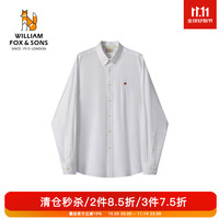 William fox&sons 新复古回潮高密度牛津仿面料都市休闲长袖休闲小狐狸头刺绣衬衫男