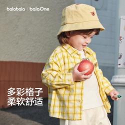 巴拉巴拉 balaone宝宝长袖衬衫男童女童格子衬衫外套2025秋款