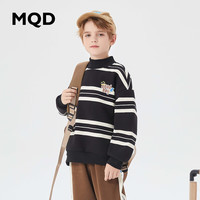 马骑顿 童装男大童潮酷休闲条纹卫衣 黑白条 110