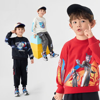 巴拉巴拉男童卫衣加绒半高领秋冬装【奥特曼IP】201424121110 黑色调00399 90