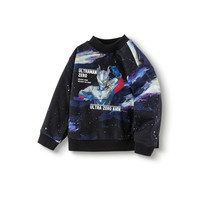 巴拉巴拉男童卫衣加绒半高领秋冬装【奥特曼IP】201424121110 黑色调00399 165