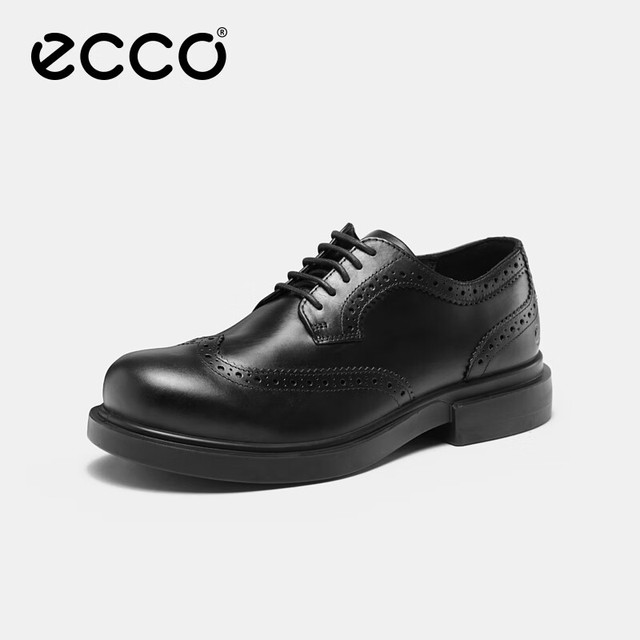 ecco 爱步 德比鞋男 25年夏季商务正装皮鞋男鞋雕花婚鞋 都市首尔522334 黑色52233401001
