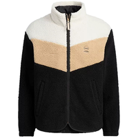 adidas NEO 摇粒绒时尚保暖运动立领防风休闲夹克 男款拉链外套拼色简约时尚