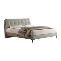 喜临门真皮床 双人主卧大床现代简约风卧室婚床家具 暖暖 单床】银鼠灰 180*200cm