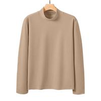 凡客诚品 半高领打底衫高弹绒感男士长袖T恤衫潮流 卡其 4XL