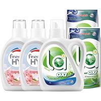 威露士 洗衣液la有氧洗4件套除菌除螨 松木 1L*1瓶 500ml*2袋+樱花1L*2