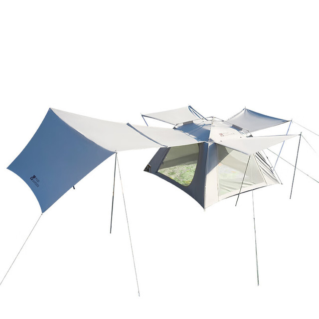 牧高笛 零动155自动帐篷 户外露营黑胶帐篷天幕三合一 NX24561045 大象灰 黑胶天幕版-大象灰