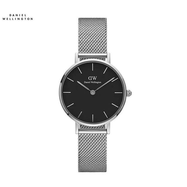Daniel Wellington 丹尼尔惠灵顿 欧美腕表28mm-黑盘典雅银钢带/DW218