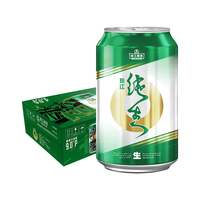 珠江啤酒 9度 纯生啤酒 330ml*24听 整箱装  中秋礼品 京东自营 鲜爽解腻