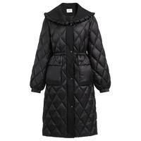 欧时力 娃娃领长款羽绒服女秋冬荷叶边保暖外套