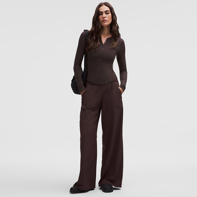 lululemon 丨Hold Tight 女士紧身剪裁长袖亨利衫 LW3HN3S 红杉棕 S /6