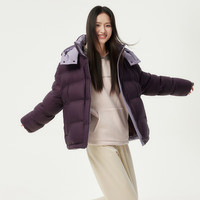 坦博尔2025冬季休闲时尚百搭可脱卸帽面包羽绒服女短款加厚保暖外套 满天星紫 XS (155) 体重110斤之内