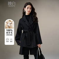晚白【新品】2025高级感通勤保暖双面呢大衣外套女【甄选100%绵羊毛】 深灰色 M