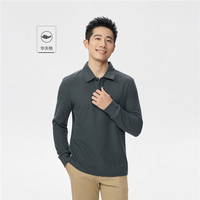 佐丹奴长袖Polo衫男华夫格保罗衫通勤纯色翻领上衣男01015783 XL 20 深丛林绿