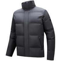 安踏面包羽绒服男冬季保暖休闲鸭绒连帽防泼水夹克外套 【短款立领】男装灰7916-2 L (175) /适合120-140斤