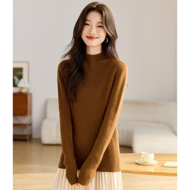 珂蕾朵姆 纯羊毛衫100绵羊毛毛衣女加厚半高领打底衫女内搭高级感针织衫
