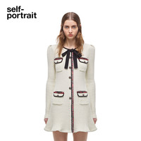 self-portrait 女士蝴蝶结荷叶边针织连衣裙 SWF324M12800