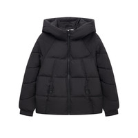 快鱼 棉服女2025年冬季新款微宽松净色短款连帽外套防寒加厚小棉袄