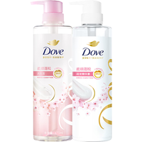 Dove 多芬 洗发水植萃柔顺盈润洗护套装樱花香无硅油洗发露 柔顺盈润洗发露470g+精华素470g