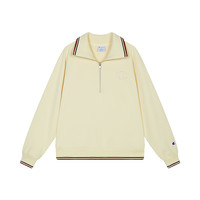 Champion冠军半拉链翻领卫衣女2025秋季潮海军领休闲简约上衣 米白色 L