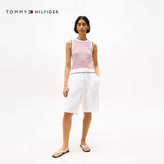 Tommy25秋冬女装纯棉条纹修身针织背心/镶边圆领针织开衫外套 【圆领开衫】红白条纹04Z XS
