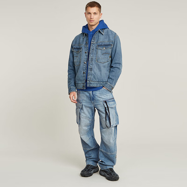 G-STAR RAW25春Dakota夹克男士硬挺帅气牛仔简约百搭外套休闲上衣D23593 蓝色