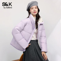 班尼路S&K系列棉服女装冬季新款面包服保暖加绒加厚上衣服棉袄短立领1.5 深卡其#纯色 【舒适保暖】 M