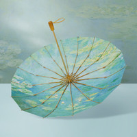 vonlilienfeld 费乐德16骨雨伞莫奈油画伞晴雨两用遮阳伞双层结实耐用大双人防晒 16骨双层伞-青葱睡莲