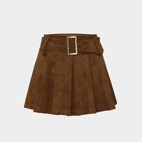 MOUSSY 复古学院风A字简约百褶半身裙 028IAA31-1017