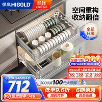 悍高 HIGOLD 双层不锈钢拉篮 900柜 2层 -时尚圆管套装
