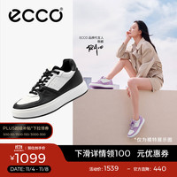 ecco 爱步 板鞋女 24年夏季休闲潮流拼色厚底板鞋 街头ACE系列856823 黑色/灰白色85682350020 35