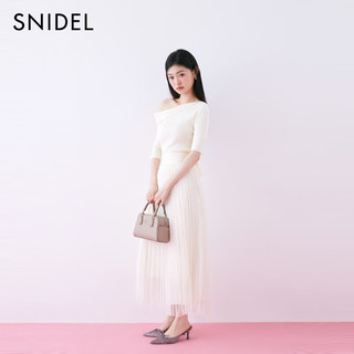 SNIDEL2025春夏新品简约百搭纯色短袖斜肩针织衫上衣SWNT252030