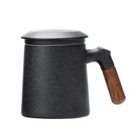 pinztea 陶瓷泡茶杯 380ml 黑色