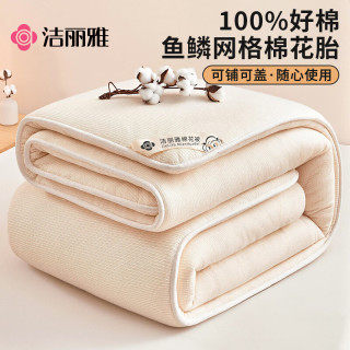 洁丽雅 100%新疆长绒棉 棉花秋冬季被芯 2斤150*200cm 白