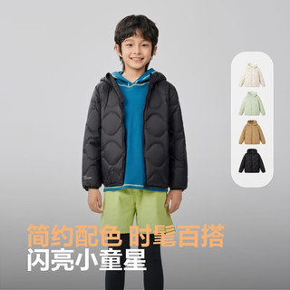 波司登（BOSIDENG）25轻薄羽绒服男女儿童5A抗菌连帽外套巴恩风 黑色8056 160 /80 约 150-160cm 45kg