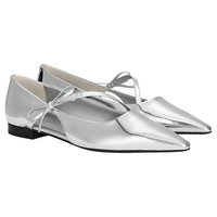 CHARLES&KEITH25秋平底尖头蝴蝶结玛丽珍鞋单鞋CK1-70381133 Silver银色 36 （230）