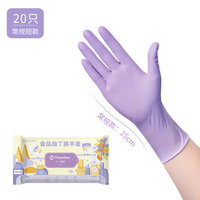 Titanfine/泰能添赞食品级丁腈手套乌梅紫家务洗碗厨房清洁耐磨 M 【常规短款】1包20只 乌梅紫