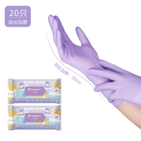Titanfine/泰能添赞食品级丁腈手套乌梅紫家务洗碗厨房清洁耐磨 M 【加长加厚】2包40只 乌梅紫