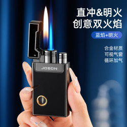 中邦 JOBON 充气打火机 黑印黑防风扁火蓝焰点火器送男士朋友生日礼物