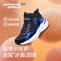 Skechers斯凯奇童鞋秋冬靴子男女童鞋雪地靴加绒保暖靴405222L/302583L 男童/黑色/绿色/BKGR 30