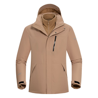 诺诗兰（NORTHLAND）户外男士抓绒三合一冲锋衣防风防泼水保暖冲锋外套徒步登山 明茶褐色 190/XXL