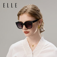 ELLE墨镜女偏光防紫外线大框高级感防晒太阳镜百搭潮 黑色 均码