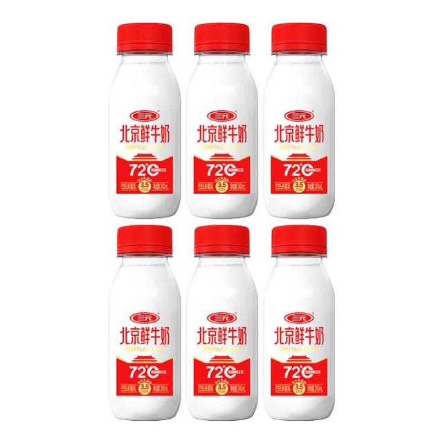 PLUS会员：三元 北京鲜牛奶240ml*6瓶 72℃巴氏杀菌 100%自有奶源 鲜奶牛奶