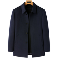 罗蒙（ROMON）羊毛呢大衣男秋冬季可拆鹅绒内胆爸爸装保暖羊绒大衣翻领风衣外套 M 【100-120斤】