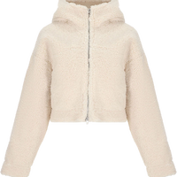 ZARA 【都市休闲】女式纯色简约户外保暖毛绒拉链短款连帽外套