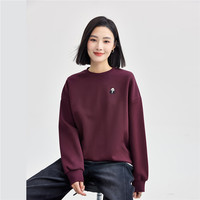 佐丹奴卫衣女秋冬双面布小动物刺绣宽松圆领套头上衣05325842 23 深红(熊猫) L
