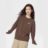 佐丹奴卫衣女秋冬双面布小动物刺绣宽松圆领套头上衣05325842 85 棕色(浣熊) L