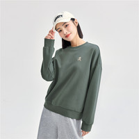 佐丹奴卫衣女秋冬双面布小动物刺绣宽松圆领套头上衣05325842 55 都市绿(小熊) XL