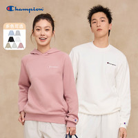 Champion加绒卫衣男2025冬季刺绣草写logo连帽休闲风